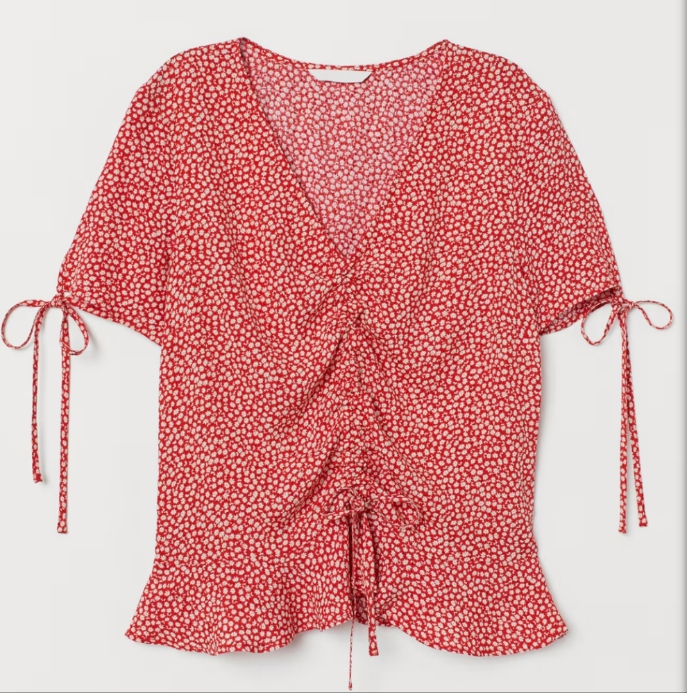 H&M Red Floral Blouse